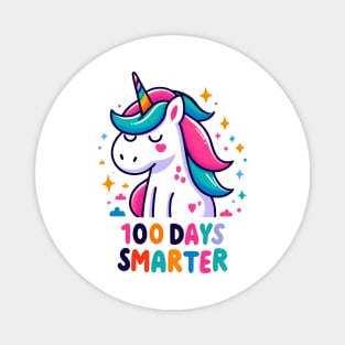 100 days smarter, colorful playfull unicorn Magnet